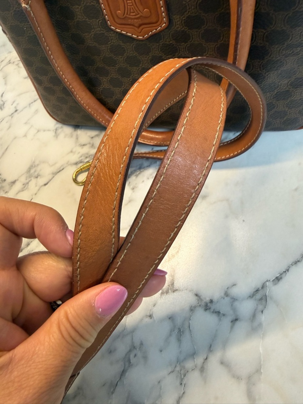 Vintage CELINE Macadam Canvas Boston Bag Brown - Picture 11 of 11